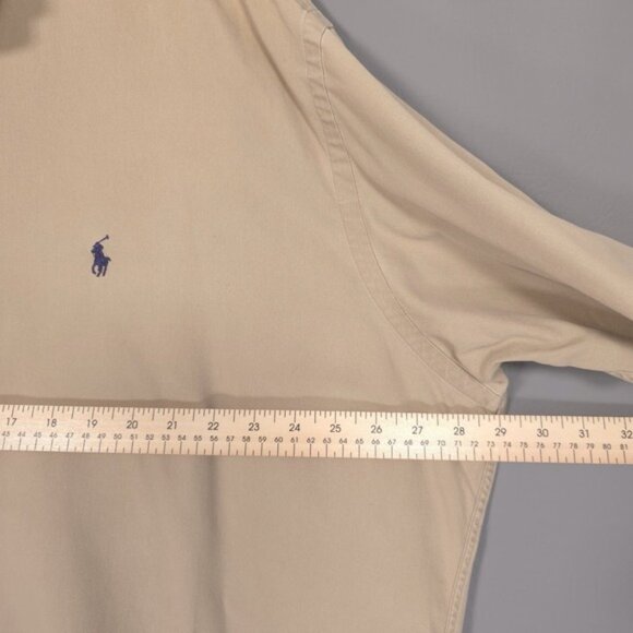 RALPH LAUREN Men's Shirt BLAKE Size XL Vintage SINGAPORE MADE‎ Cotton Tan Brown - Picture 4 of 9